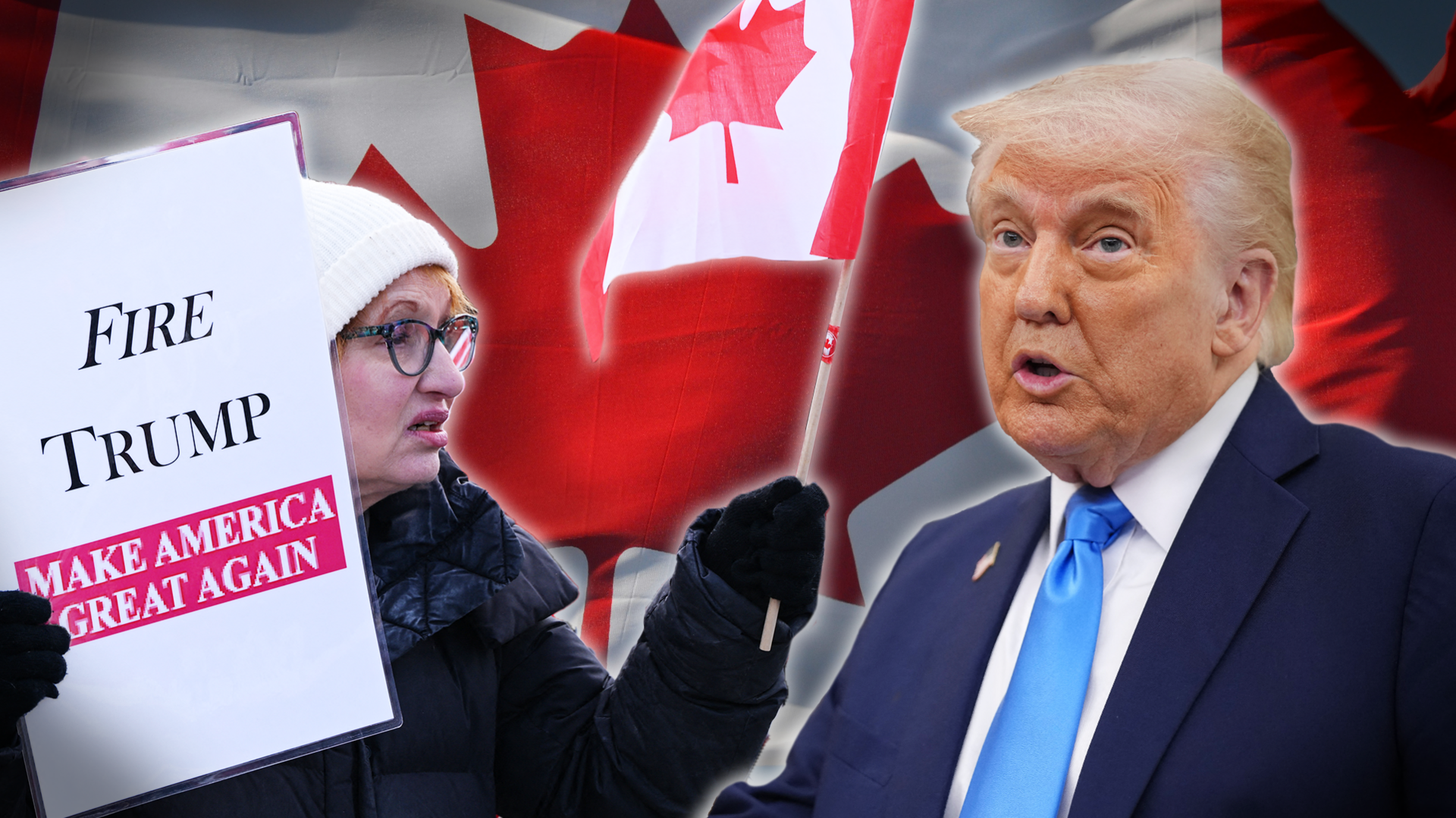 Donald Trump / manifestante canadienne